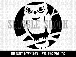 Wise Old Owl Sitting on Branch Clipart Digital Download SVG PNG JPG PDF Cut Files