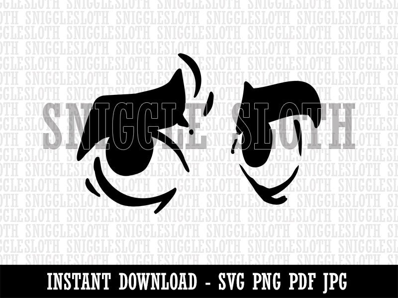 Worried Cartoon Eyes Looking to the Side Clipart Digital Download SVG PNG JPG PDF Cut Files