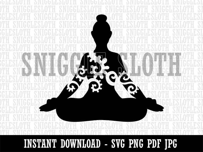 Yoga Pose Siddhasana Accomplished Sitting Clipart Digital Download SVG PNG JPG PDF Cut Files