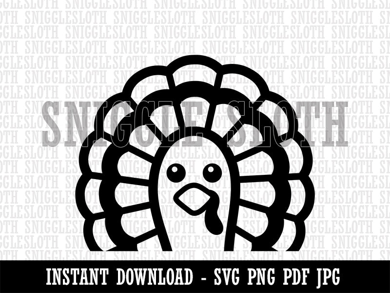 Peeking Turkey Thanksgiving Clipart Digital Download SVG PNG JPG PDF Cut Files