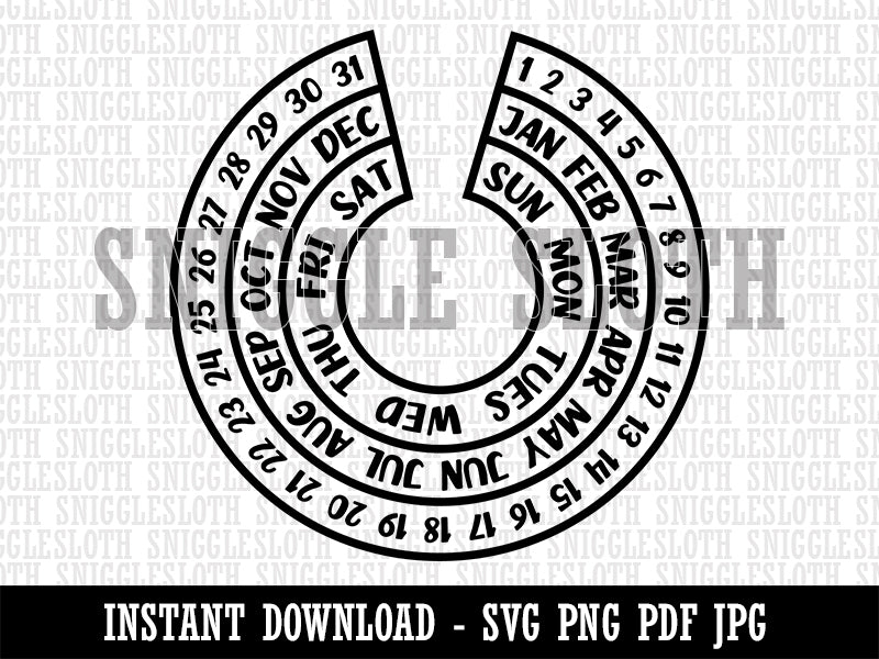 Round Journal Calendar Clipart Digital Download SVG PNG JPG PDF Cut Files