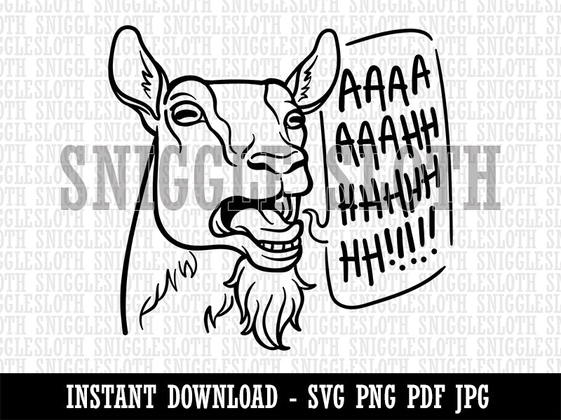 Screaming Goat Clipart Digital Download SVG PNG JPG PDF Cut Files