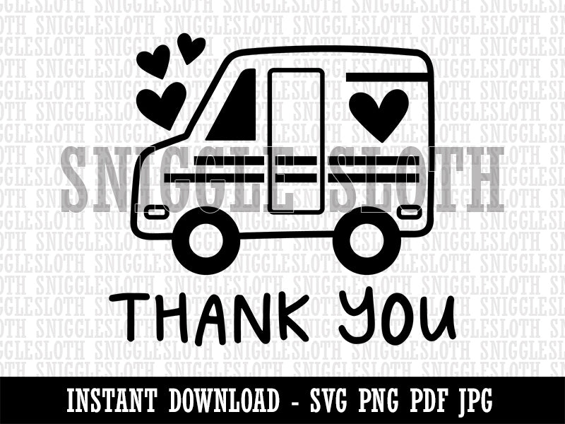 Thank You Mail Shipping Delivery Truck Clipart Digital Download SVG PNG JPG PDF Cut Files