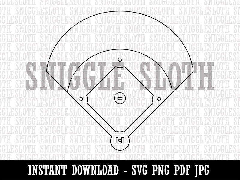 softball field clipart black and white