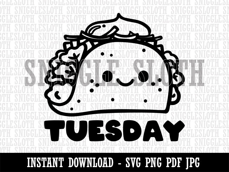 Happy Taco Tuesday Clipart Digital Download SVG PNG JPG PDF Cut Files