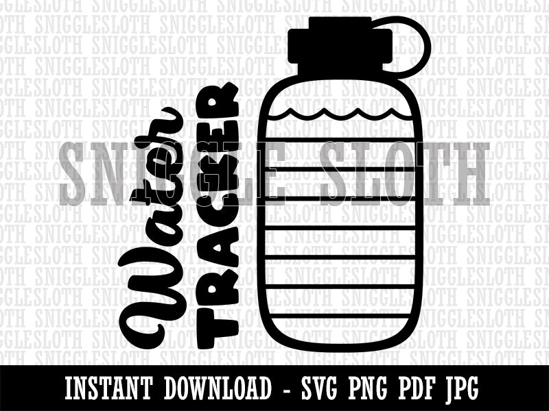 Hydration Tracker Water Bottle Fitness Health Clipart Digital Download SVG PNG JPG PDF Cut Files