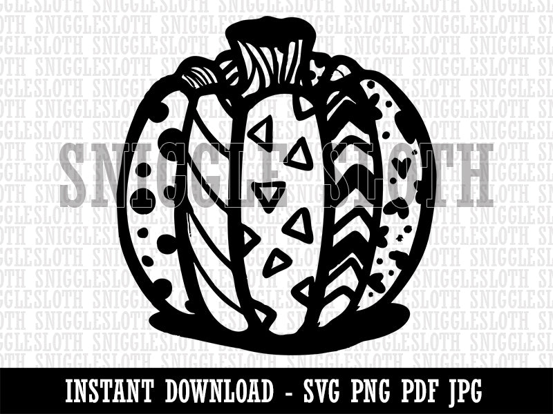 Patterned Pumpkin Fall Autumn Halloween Clipart Digital Download SVG PNG JPG PDF Cut Files