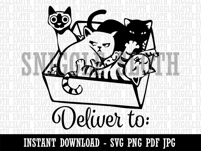 Box of Cats Kittens Deliver To Clipart Digital Download SVG PNG JPG PDF Cut Files