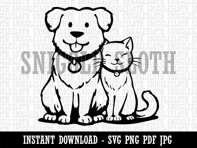 Dog and Cat Best Pet Friends Clipart Digital Download SVG PNG JPG PDF Cut Files