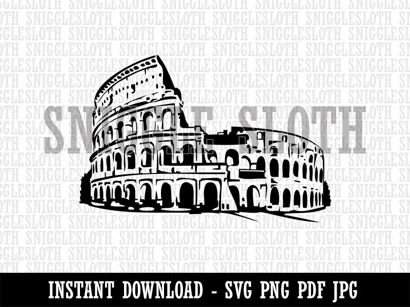 Roman Rome Colosseum Amphitheatre Italy Landmark Clipart Digital Download SVG PNG JPG PDF Cut Files