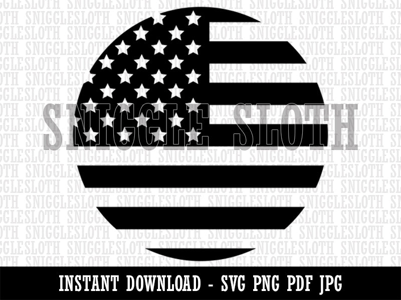 Circle USA Flag United States of America Clipart Digital Download SVG PNG JPG PDF Cut Files