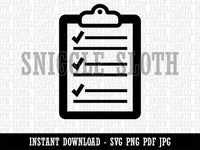 Clipboard Office List Checks Clipart Digital Download SVG PNG JPG PDF Cut Files
