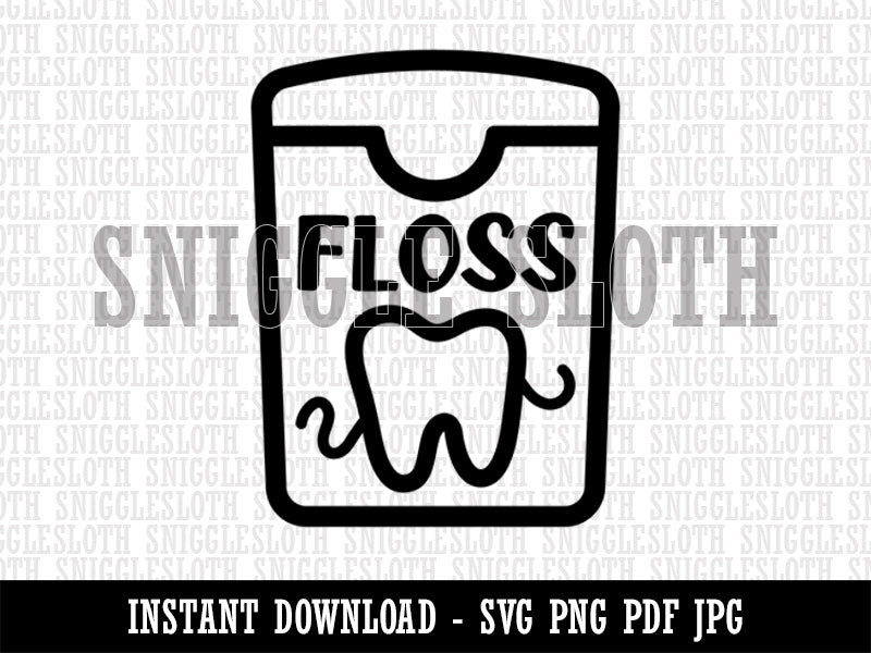 Dental Floss Tooth Dentist Clipart Digital Download SVG PNG JPG PDF Cut Files