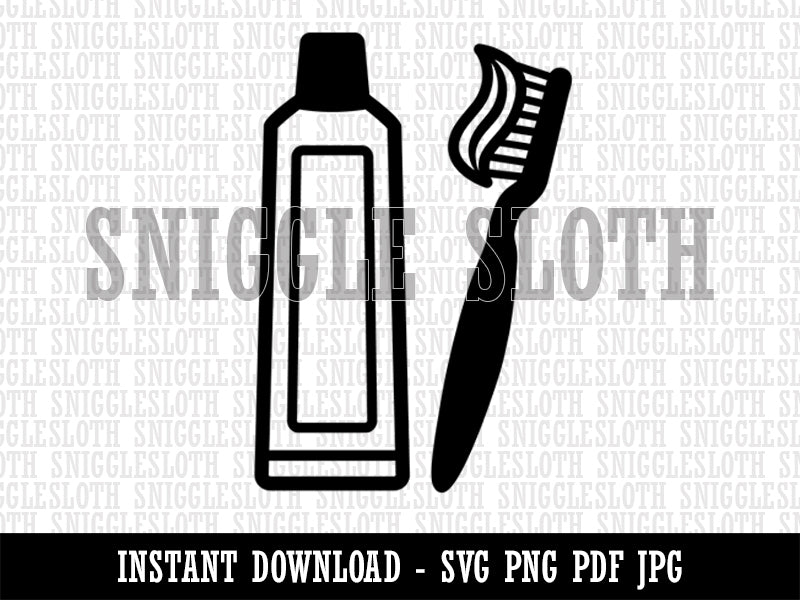 Toothbrush and Toothpaste Dentist Clipart Digital Download SVG PNG JPG PDF Cut Files