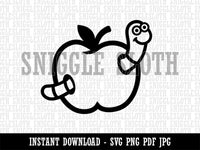 Worm in Apple Clipart Digital Download SVG PNG JPG PDF Cut Files