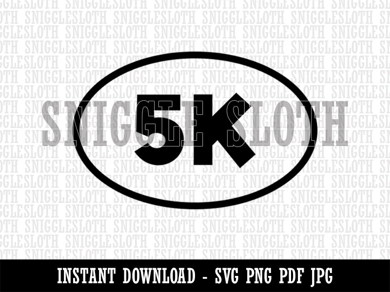 5k Euro Oval Race Running Runner Clipart Digital Download SVG PNG JPG PDF Cut Files