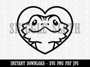 Bearded Dragon Lizard Inside of Heart Clipart Digital Download SVG PNG JPG PDF Cut Files