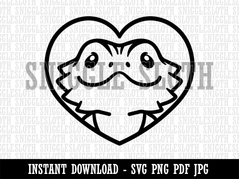 Bearded Dragon Lizard Inside of Heart Clipart Digital Download SVG PNG JPG PDF Cut Files