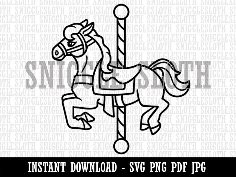 Carousel Horse Carnival Amusement Park Clipart Digital Download SVG PNG JPG PDF Cut Files