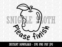 Please Finish Apple with Bite Teacher Student Clipart Digital Download SVG PNG JPG PDF Cut Files