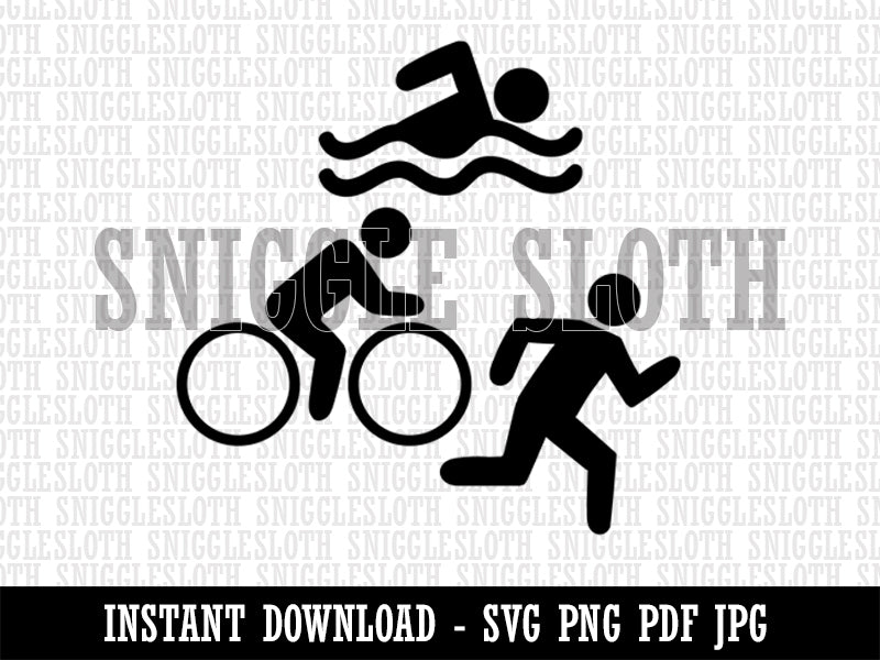 Triathlon Icons Swim Bike Run Clipart Digital Download SVG PNG JPG PDF Cut Files