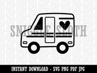 Mail Shipping Delivery Truck with Heart Clipart Digital Download SVG PNG JPG PDF Cut Files