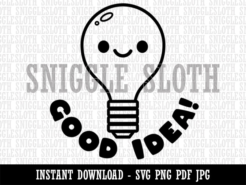 Good Idea Light Bulb Teacher Student Clipart Digital Download SVG PNG JPG PDF Cut Files