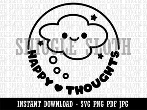 Happy Thoughts Dream Bubble Clipart Digital Download SVG PNG JPG PDF Cut Files