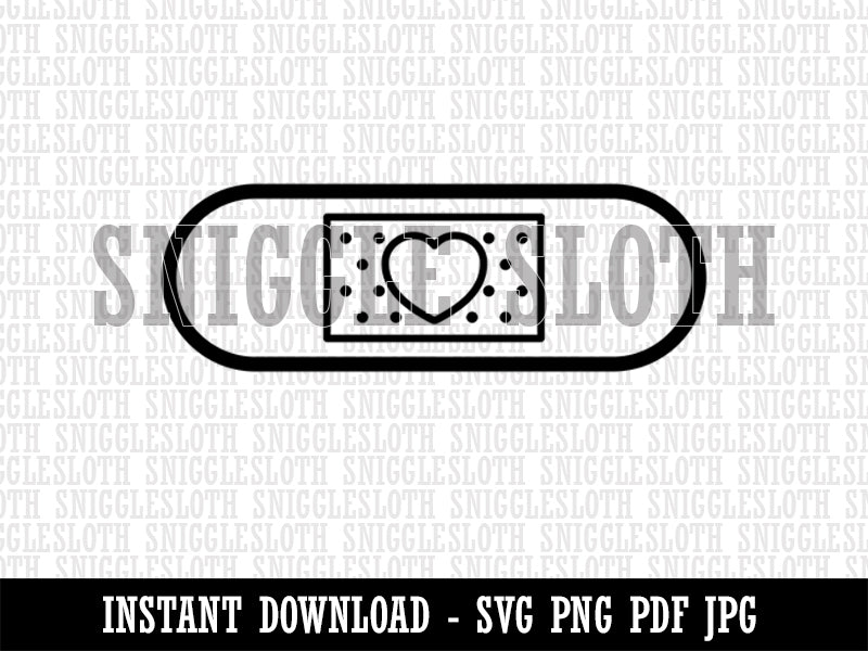 Heart Medical Bandage Love Hope Healing Clipart Digital Download SVG PNG JPG PDF Cut Files