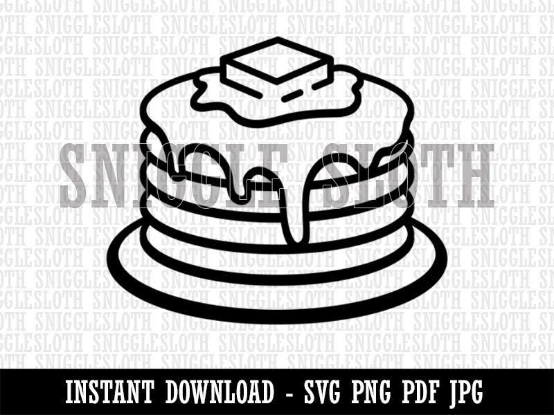 Pancakes Stack Syrup Butter Clipart Digital Download SVG PNG JPG PDF Cut Files