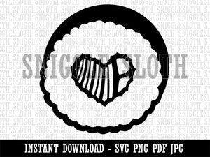 Sushi Roll Heart Center Clipart Digital Download SVG PNG JPG PDF Cut Files