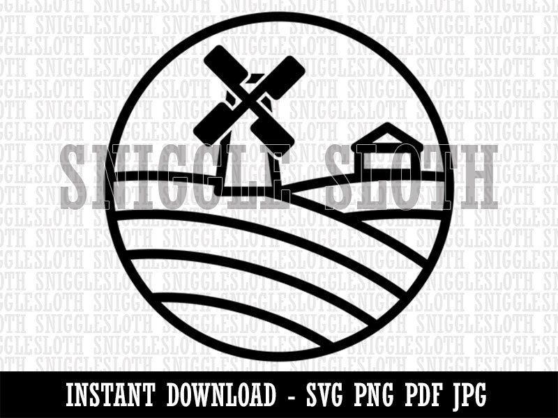 Wind Mill on Farm Clipart Digital Download SVG PNG JPG PDF Cut Files