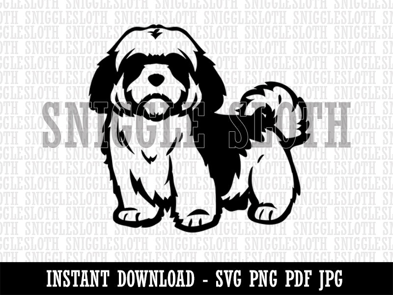 Alert Shaggy Shih Tzu Dog Clipart Digital Download SVG PNG JPG PDF Cut Files
