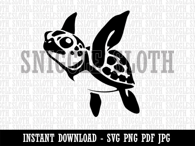 Baby Green Sea Turtle Swimming In Ocean Clipart Digital Download SVG PNG JPG PDF Cut Files