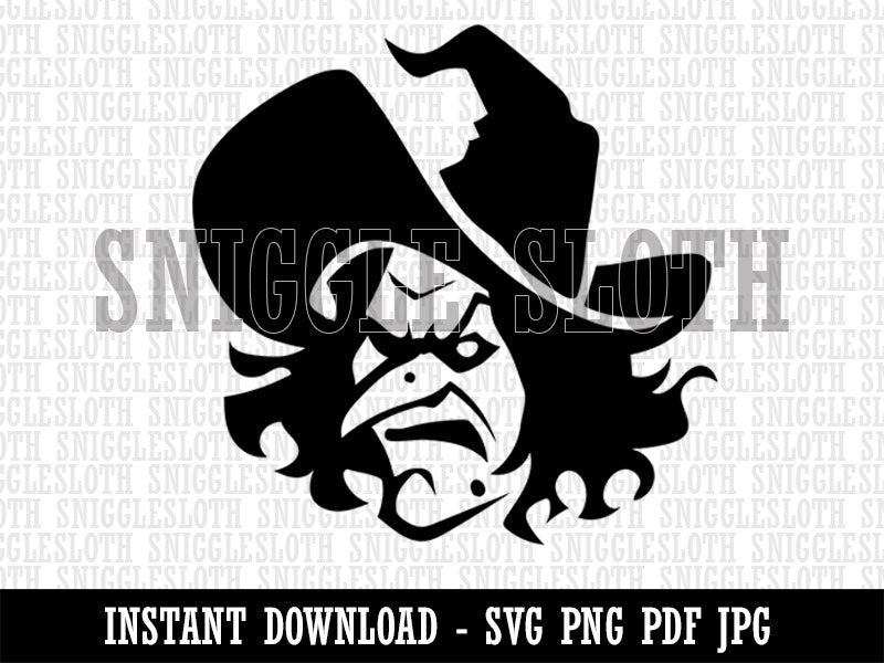 Evil Wicked Witch Scowl Halloween Clipart Digital Download SVG PNG JPG PDF Cut Files