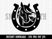 Horse in Horseshoe Clipart Digital Download SVG PNG JPG PDF Cut Files