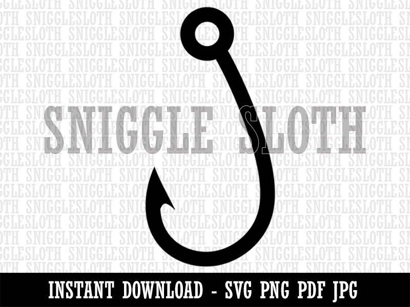 Single Barbed Fishing Hook Angler Fisherman Clipart Digital Download SVG PNG JPG PDF Cut Files