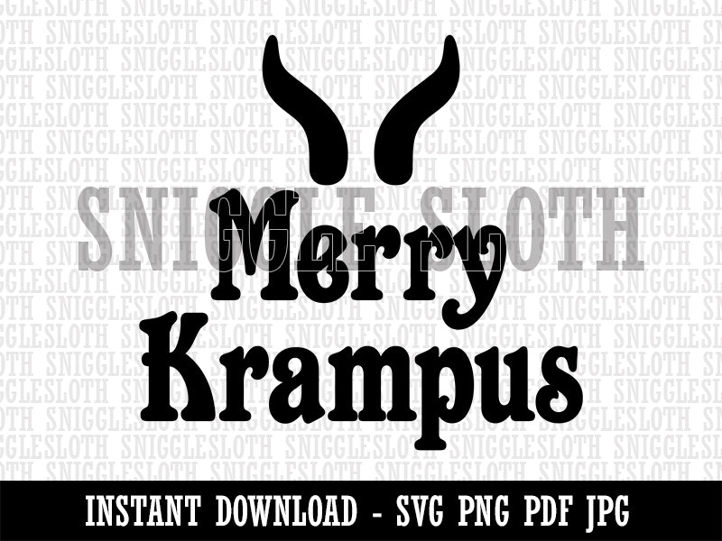 Merry Krampus Horns Christmas Clipart Digital Download SVG PNG JPG PDF Cut Files