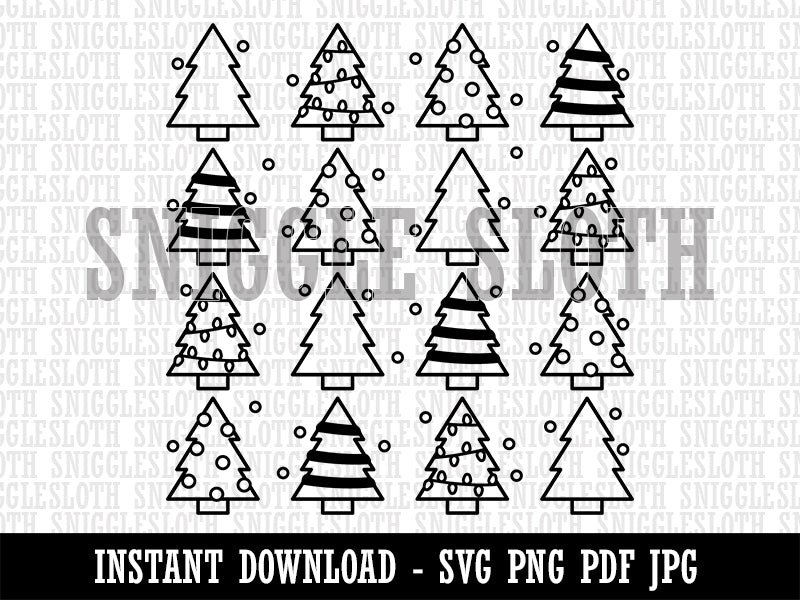 Christmas Trees Galore Pattern Clipart Digital Download SVG PNG JPG PDF Cut Files