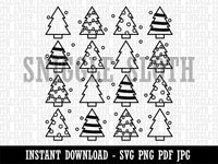 Christmas Trees Galore Pattern Clipart Digital Download SVG PNG JPG PDF Cut Files