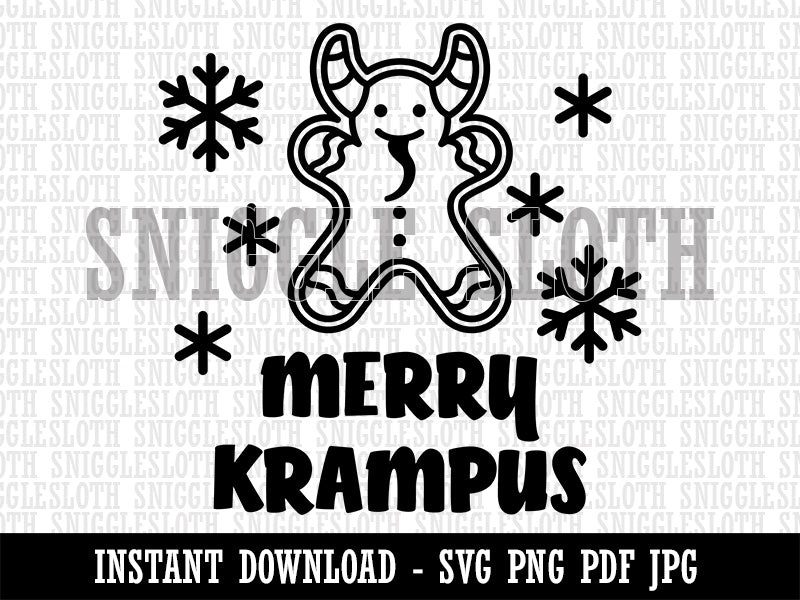 Merry Krampus Christmas Gingerbread Cookie Clipart Digital Download SVG PNG JPG PDF Cut Files