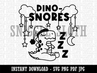 Sleeping Dino Snores Dinosaur Pun Clipart Digital Download SVG PNG JPG PDF Cut Files
