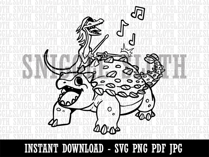 Ankylosaurus Musical Dinosaur Band Clipart Digital Download SVG PNG JPG PDF Cut Files