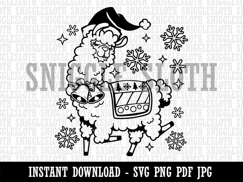 Fabulous Holiday Christmas Alpaca Clipart Digital Download SVG PNG JPG PDF Cut Files