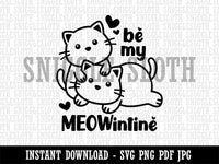 Be My Meowintine Valentine Valentine's Day Clipart Digital Download SVG PNG JPG PDF Cut Files