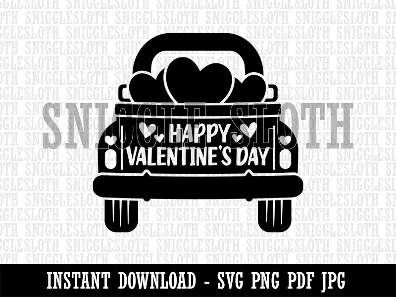 Happy Valentine's Day Truck Clipart Digital Download SVG PNG JPG PDF Cut Files