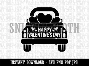 Happy Valentine's Day Truck Clipart Digital Download SVG PNG JPG PDF Cut Files