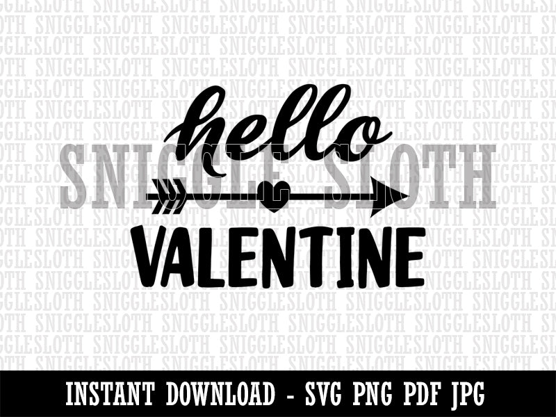 Hello Valentine Valentine's Day Clipart Digital Download SVG PNG JPG PDF Cut Files