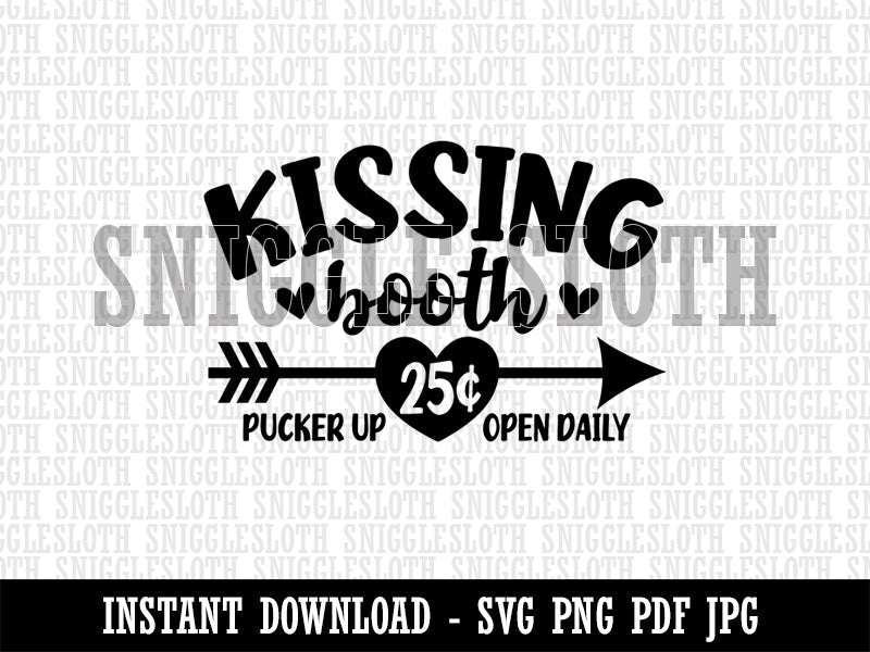 Kissing Booth Valentine's Day Clipart Digital Download SVG PNG JPG PDF Cut Files