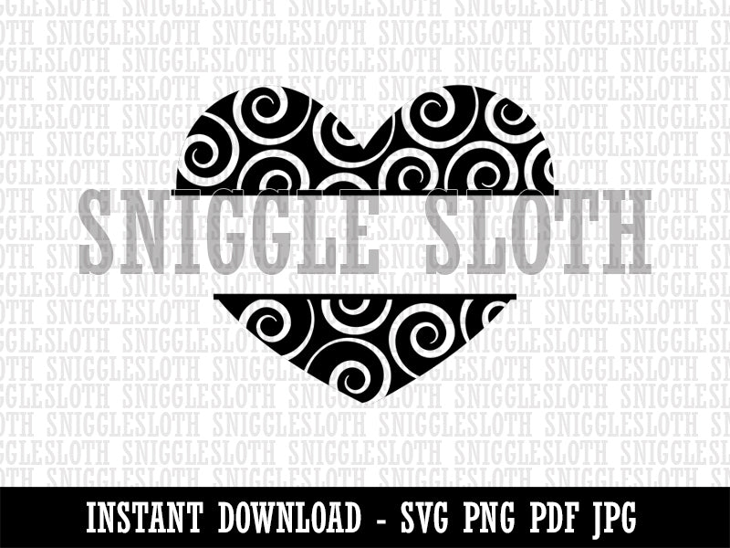 Split Heart for Personalization Love Valentine's Day Clipart Digital Download SVG PNG JPG PDF Cut Files